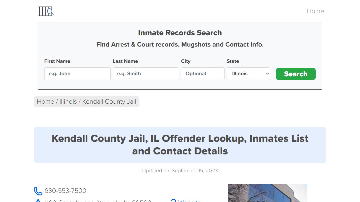 Kendall County Jail, IL Offender Locator, Inmate Roster